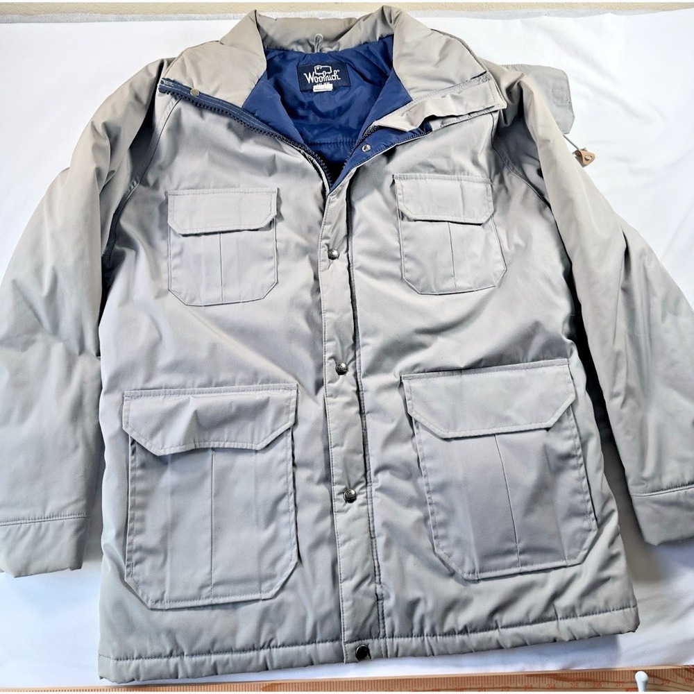 Woolrich Jacket Mens Large Silver Gray Insulated Field Parka Vintage Made In USA